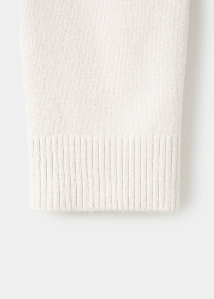 Perkins-neck sweater with button — Ecru