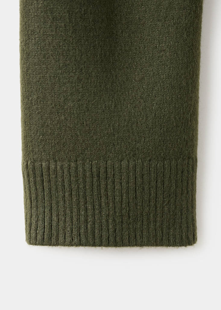 Perkins-neck sweater with button — Khaki