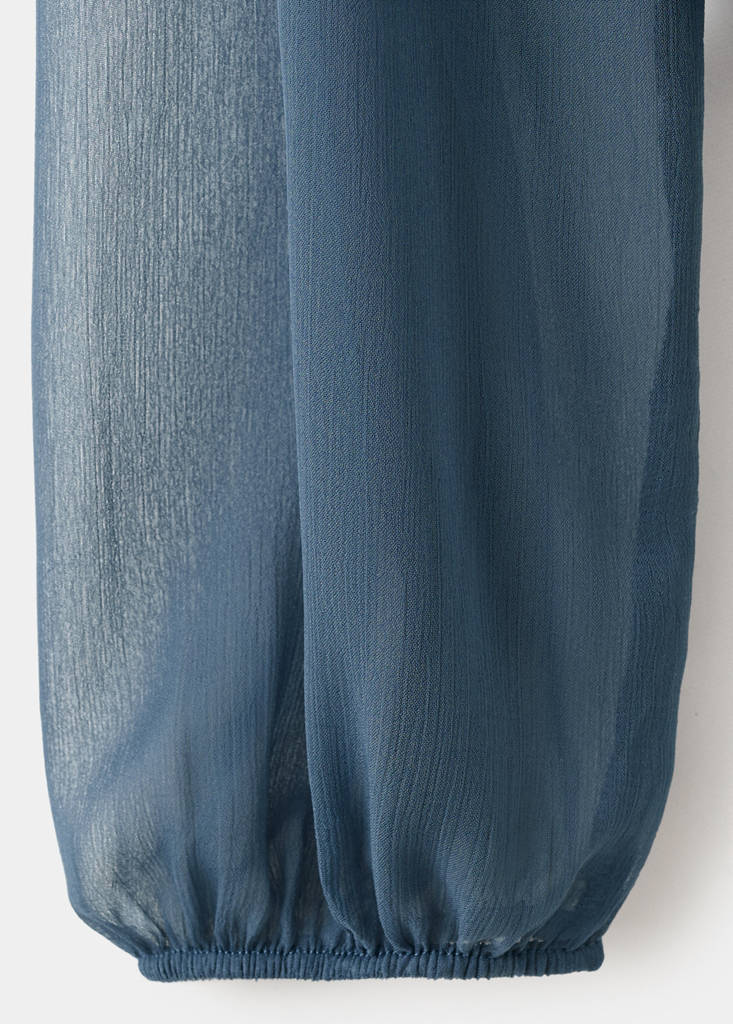 Sheer blouse with ruffles — Sky Blue