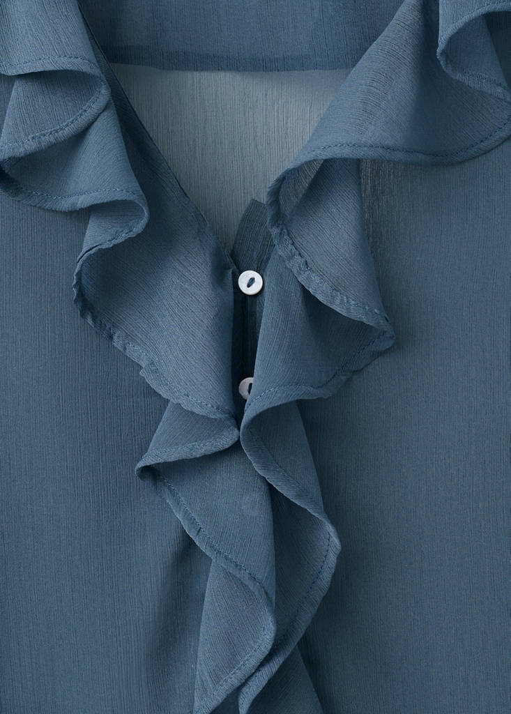 Sheer blouse with ruffles — Sky Blue