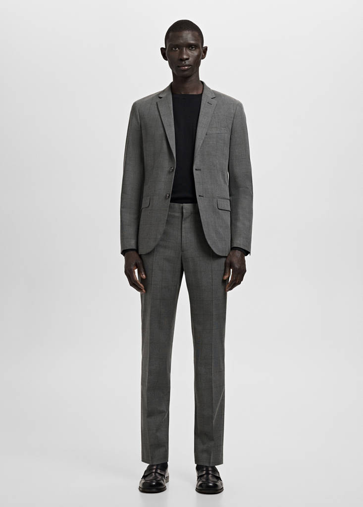 Stretch fabric super slim-fit suit trousers — Medium Heather Grey