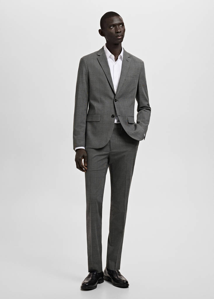 Stretch fabric super slim-fit suit trousers — Medium Heather Grey