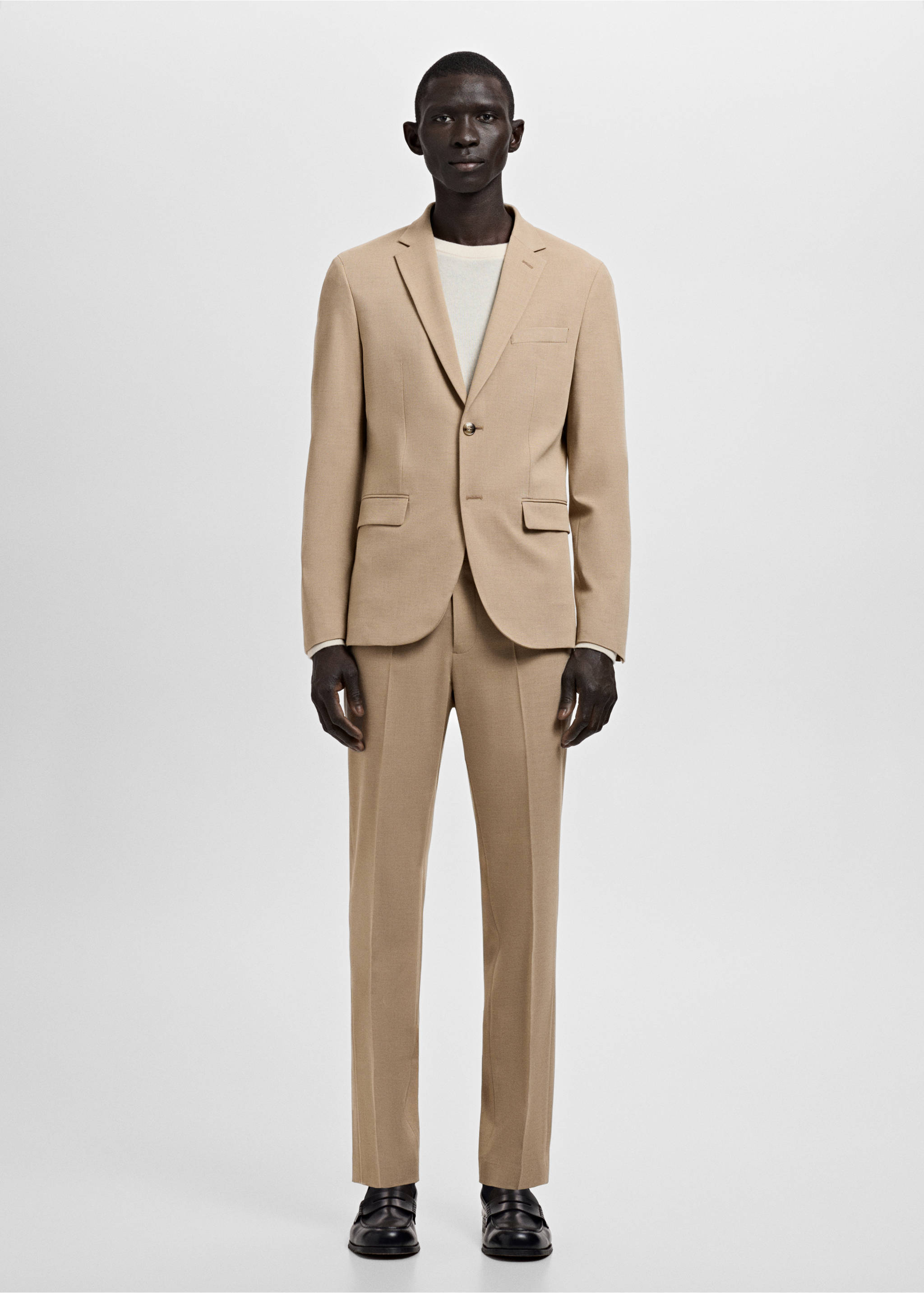 Super Slim Fit-Anzughose aus Stretchstoff - Allgemeine Ansicht, Beige. Ref: 27041226-00.