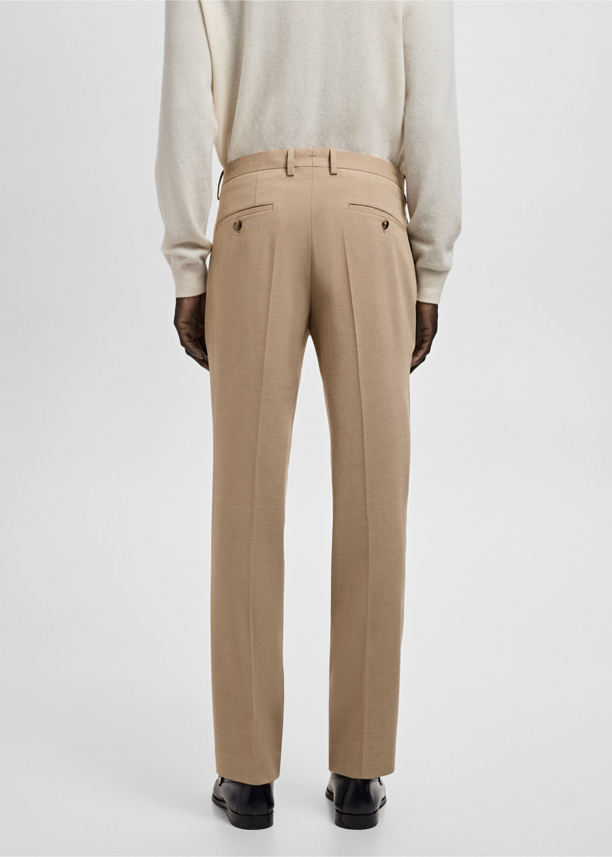 Super Slim Fit-Anzughose aus Stretchstoff - Rückseite des Artikels, Beige. Ref: 27041226-00.