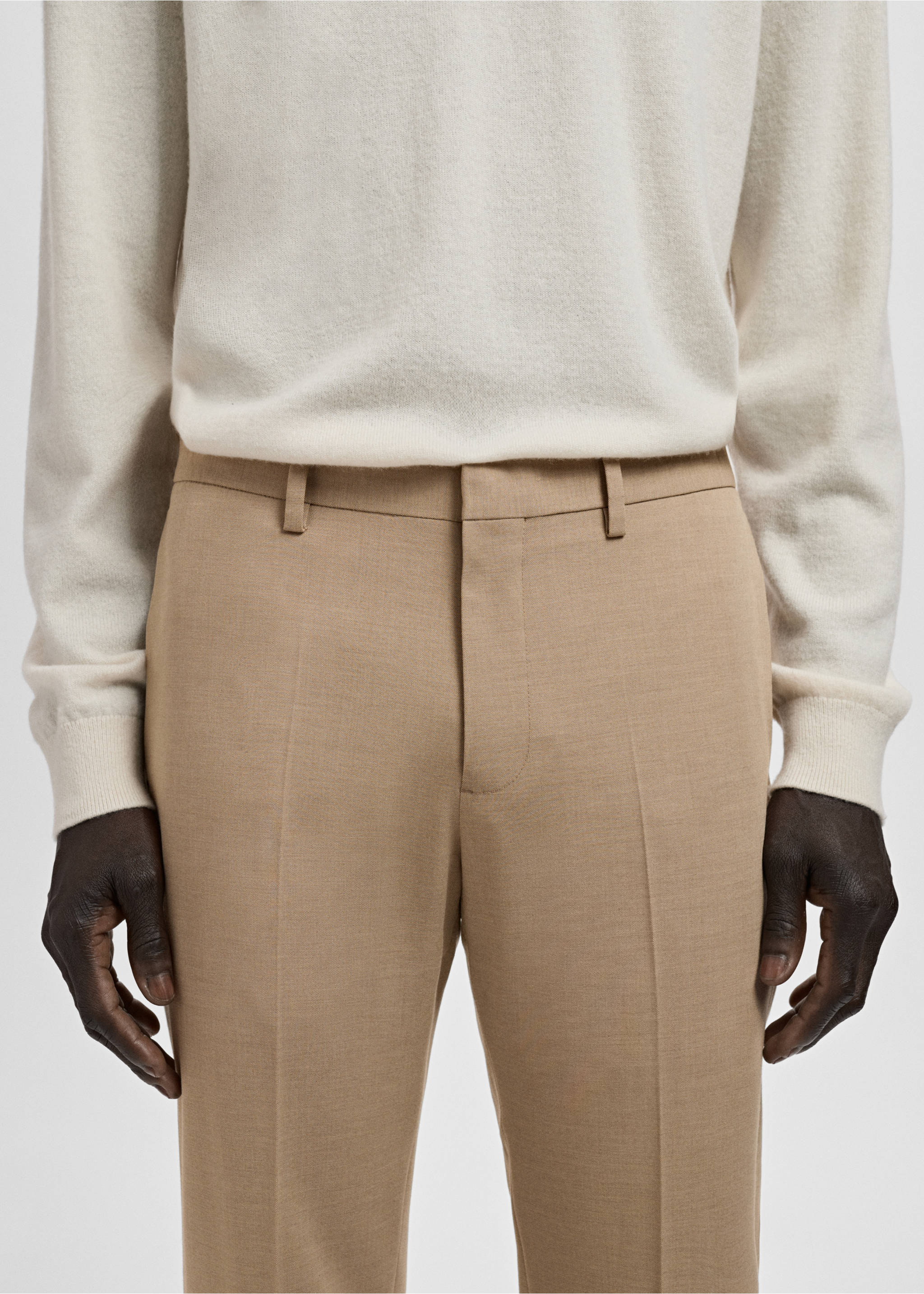 Super Slim Fit-Anzughose aus Stretchstoff - Detail des Artikels 1, Beige. Ref: 27041226-00.