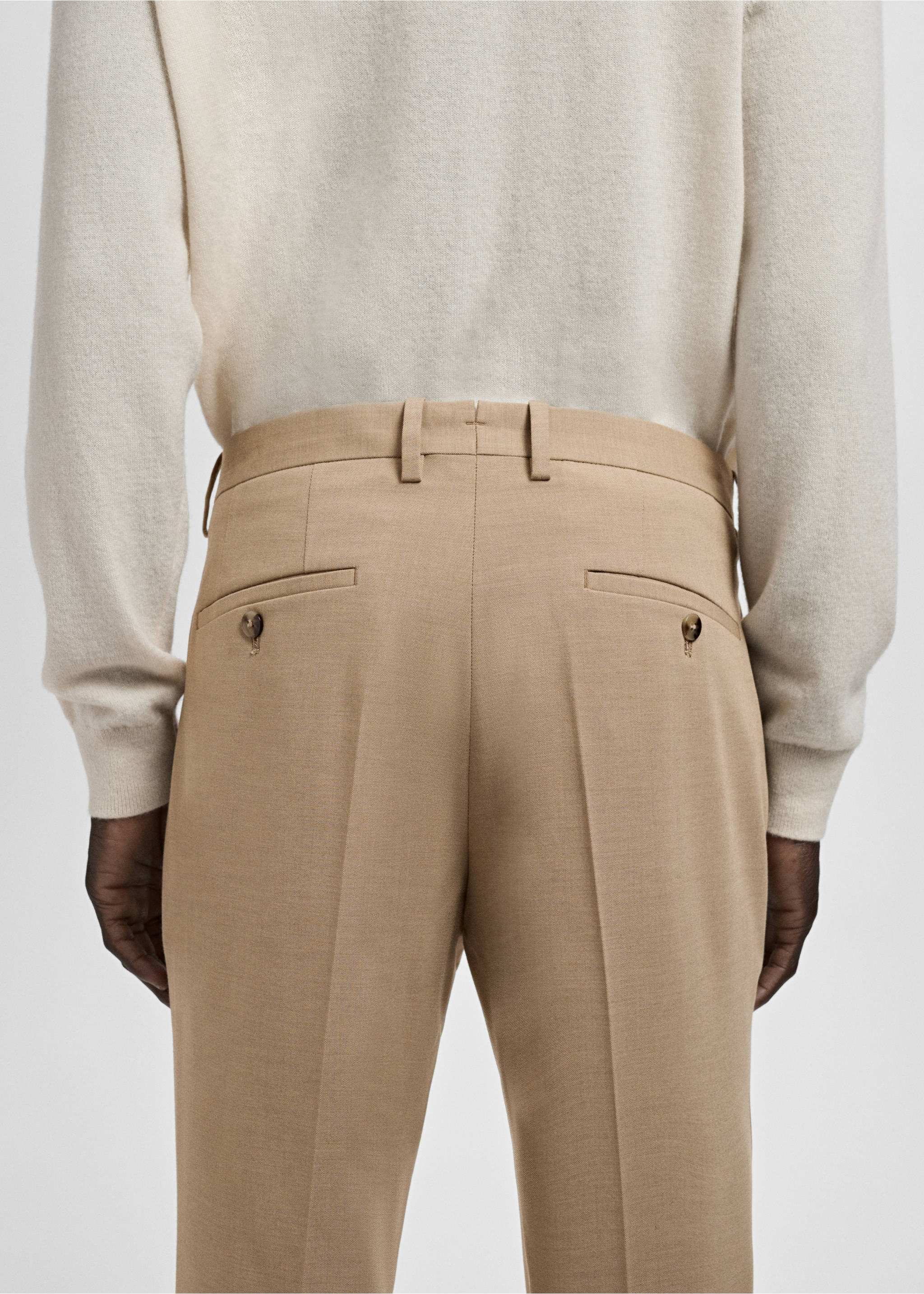 Super Slim Fit-Anzughose aus Stretchstoff - Detail des Artikels 3, Beige. Ref: 27041226-00.