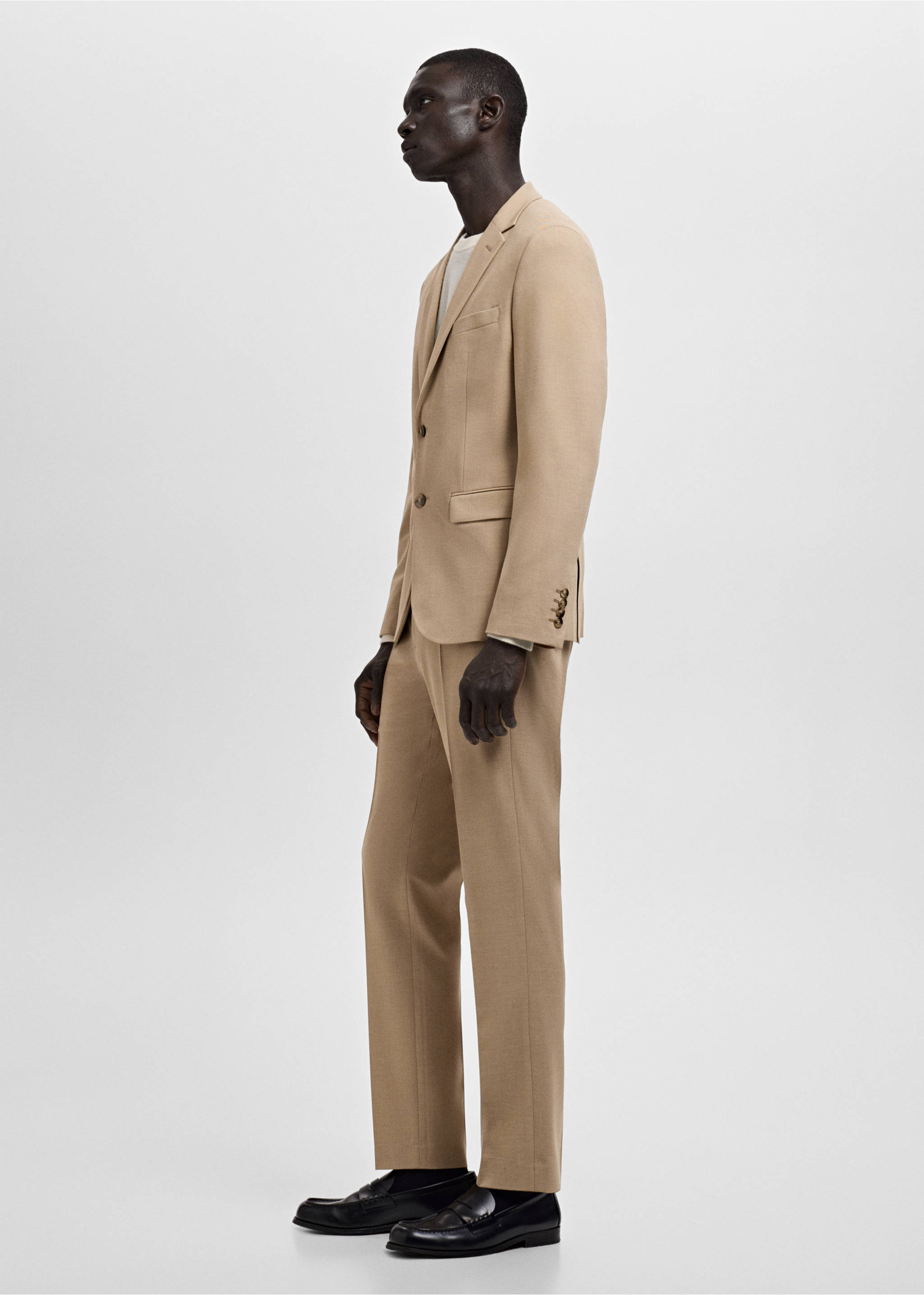 Super Slim Fit-Anzughose aus Stretchstoff - Detail des Artikels 2, Beige. Ref: 27041226-00.