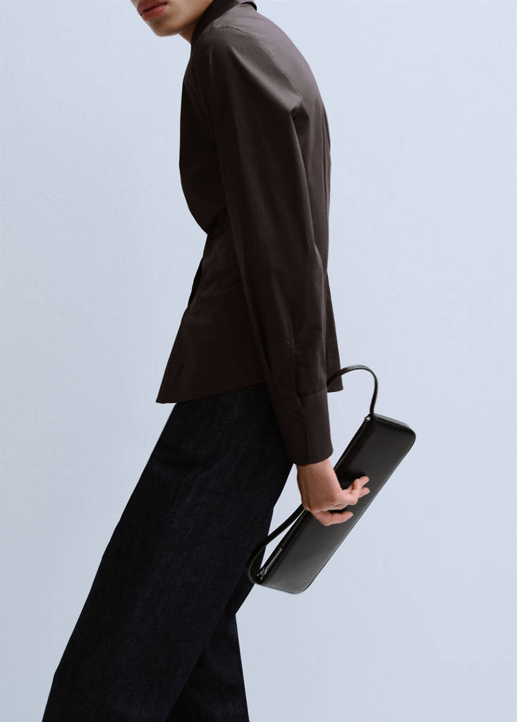 Slim-fit poplin shirt — Brown