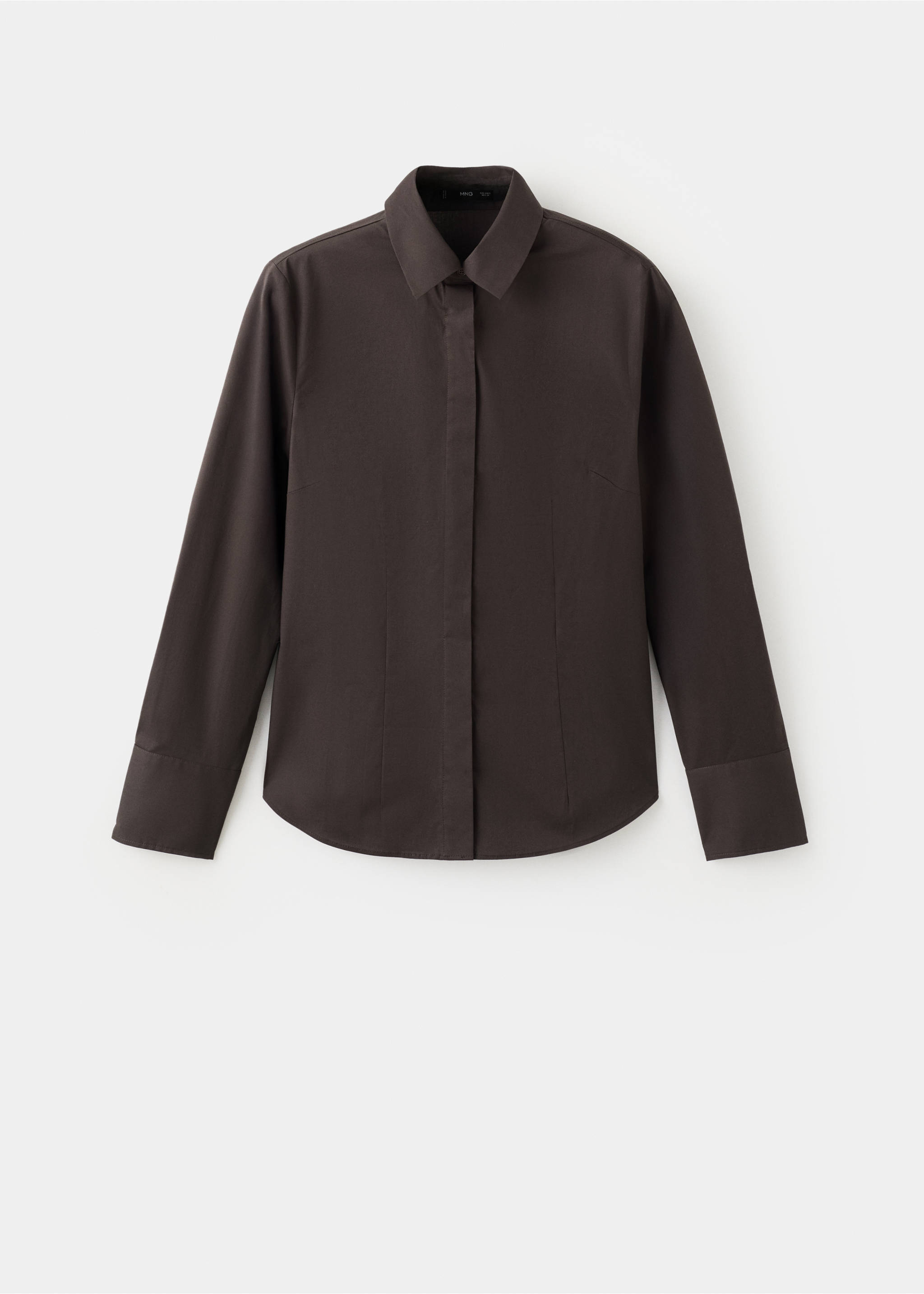 Slim-fit poplin shirt - Article without model, Brown. Ref: 27041228-00.