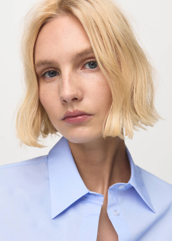 Slim-fit poplin shirt — Sky Blue