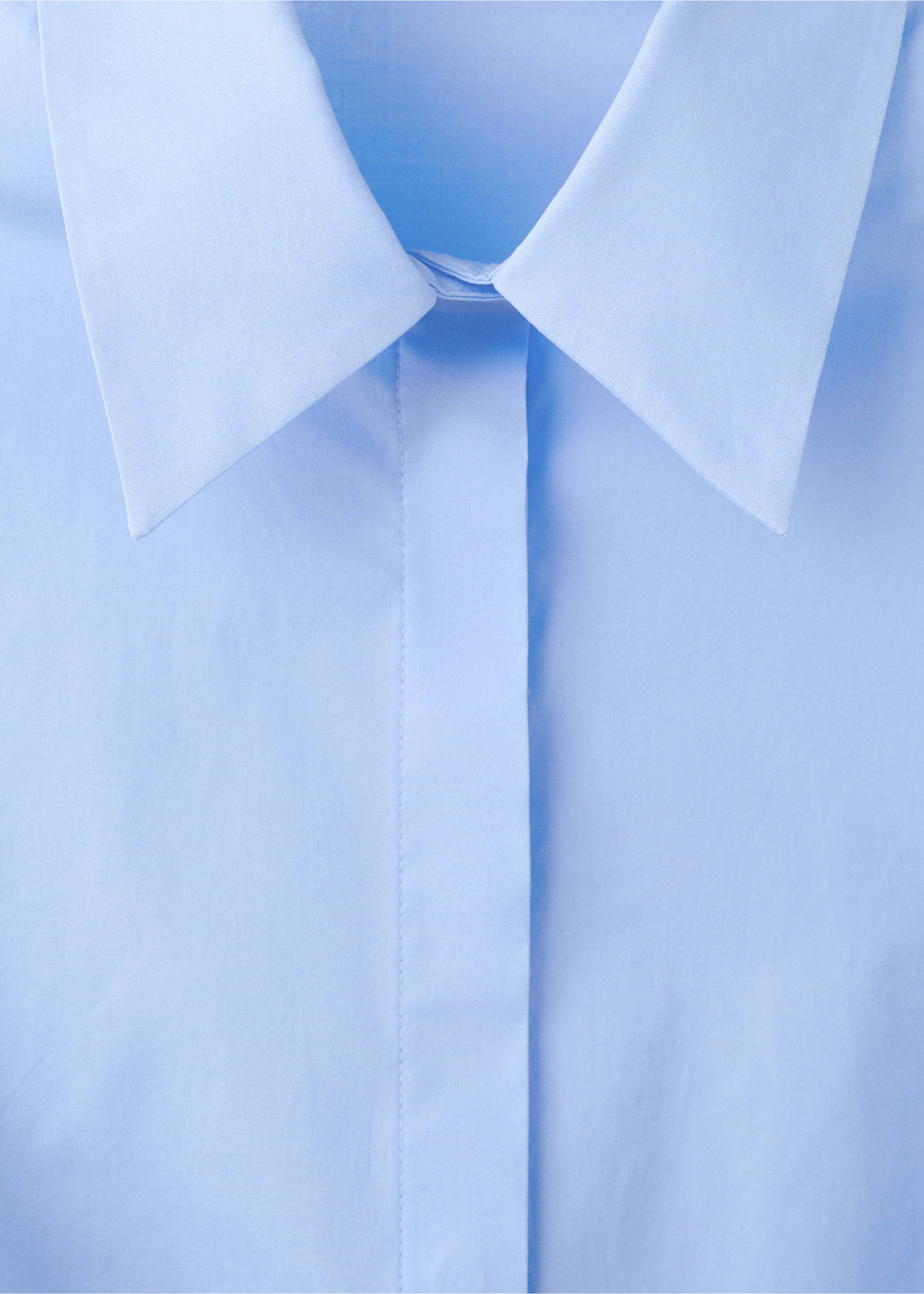 Slim-fit poplin shirt - Details of the article 8, Sky Blue. Ref: 27041228-00.