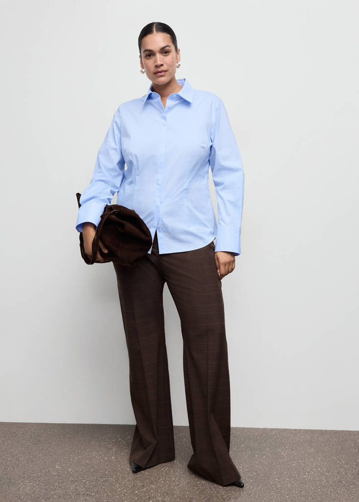 Slim-fit poplin shirt — Sky Blue