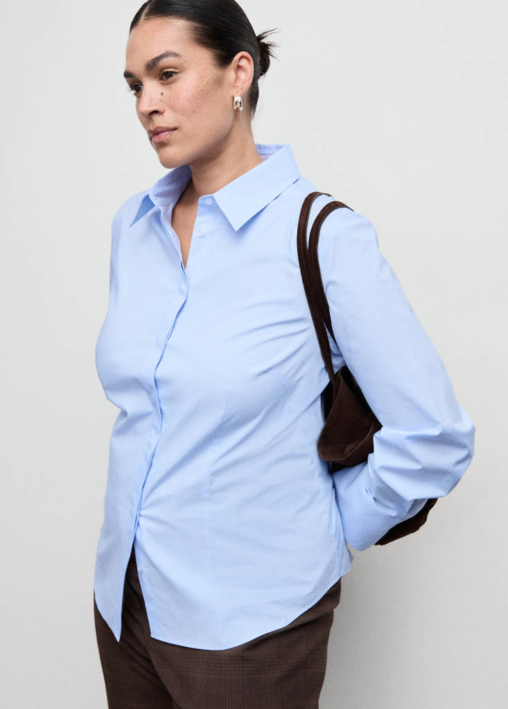 Slim-fit poplin shirt — Sky Blue