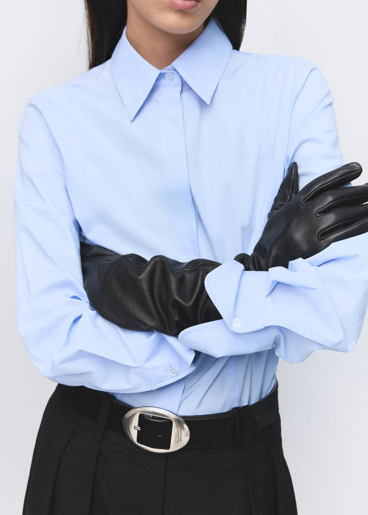 Slim-fit poplin shirt — Sky Blue