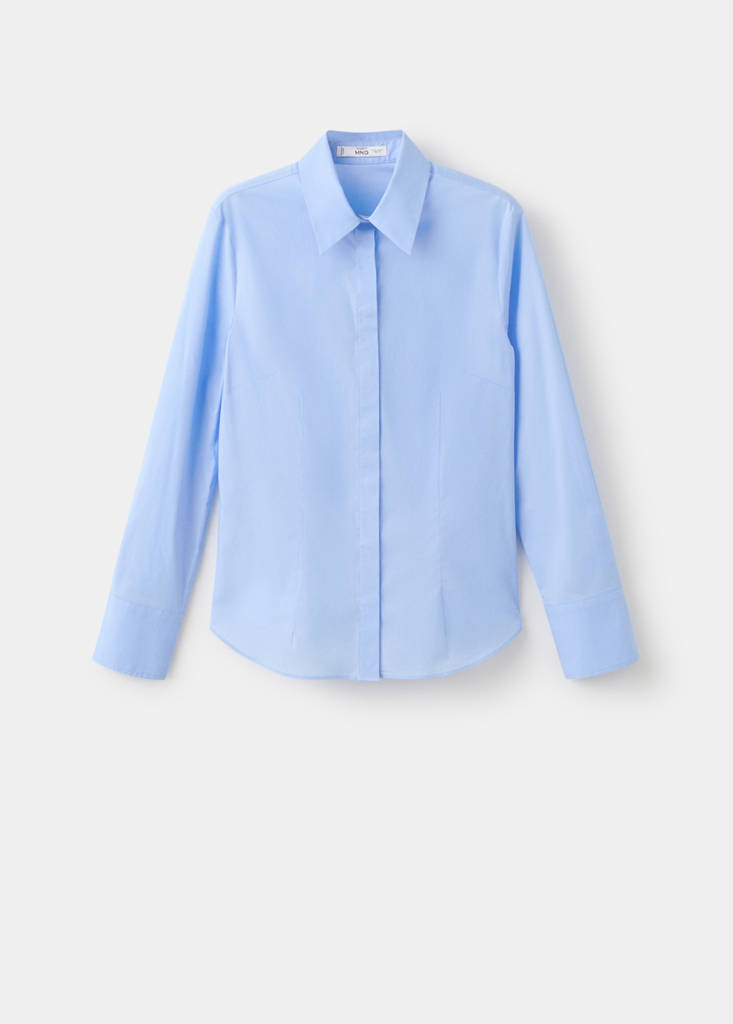 Slim-fit poplin shirt — Sky Blue