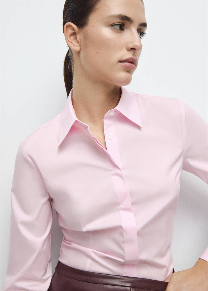 Slim-fit poplin shirt — Pink