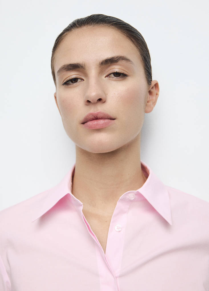 Slim-fit poplin shirt — Pink