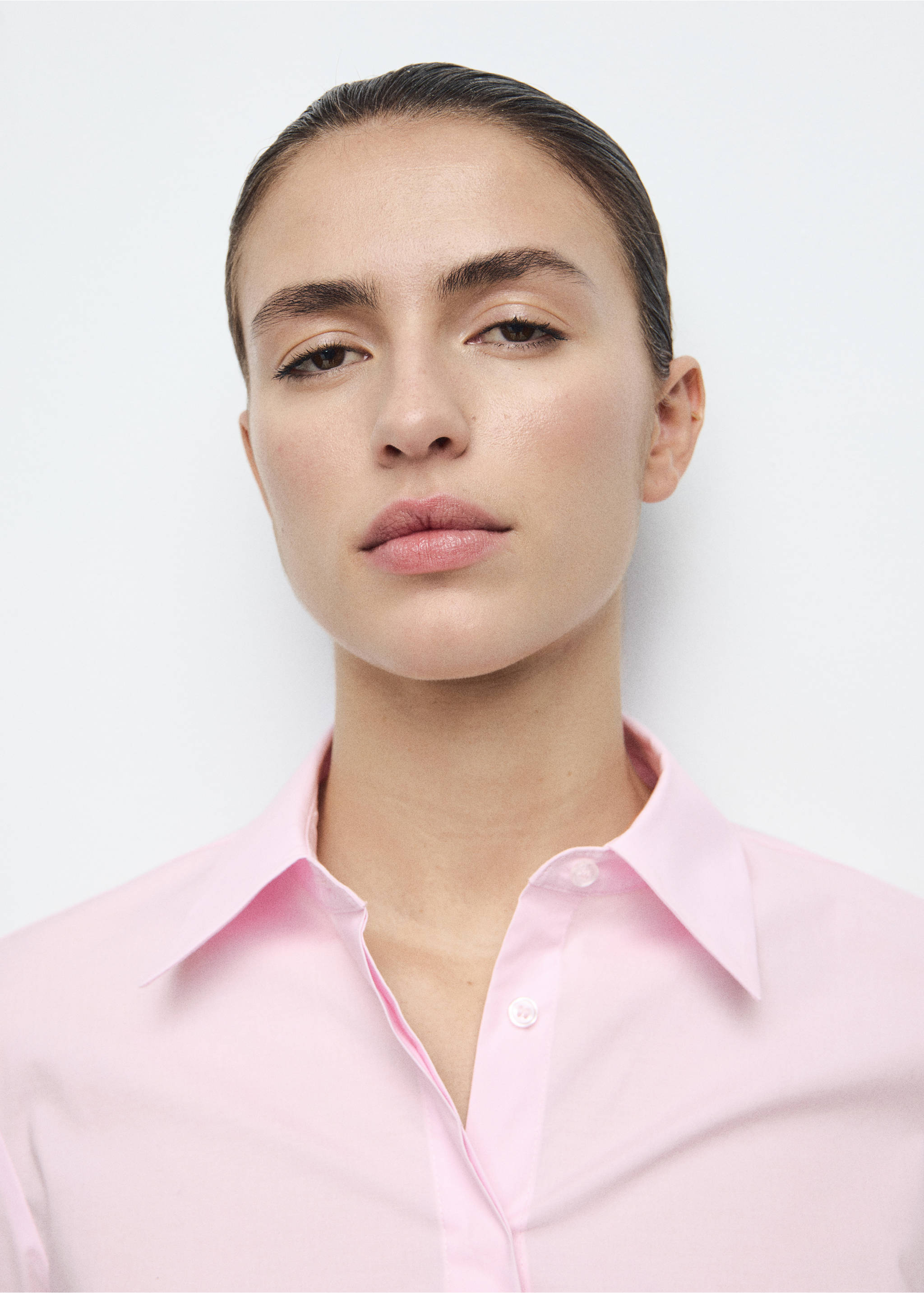 修身府绸衬衫 - null, 粉色. Ref: 27041228-00.