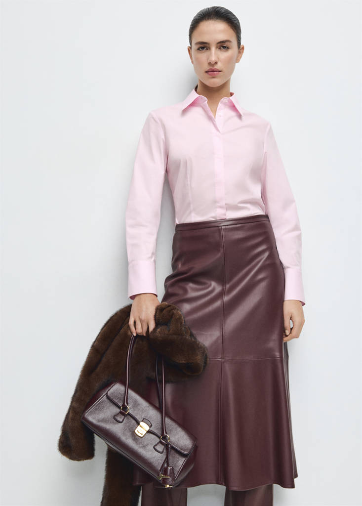 Slim-fit poplin shirt — Pink