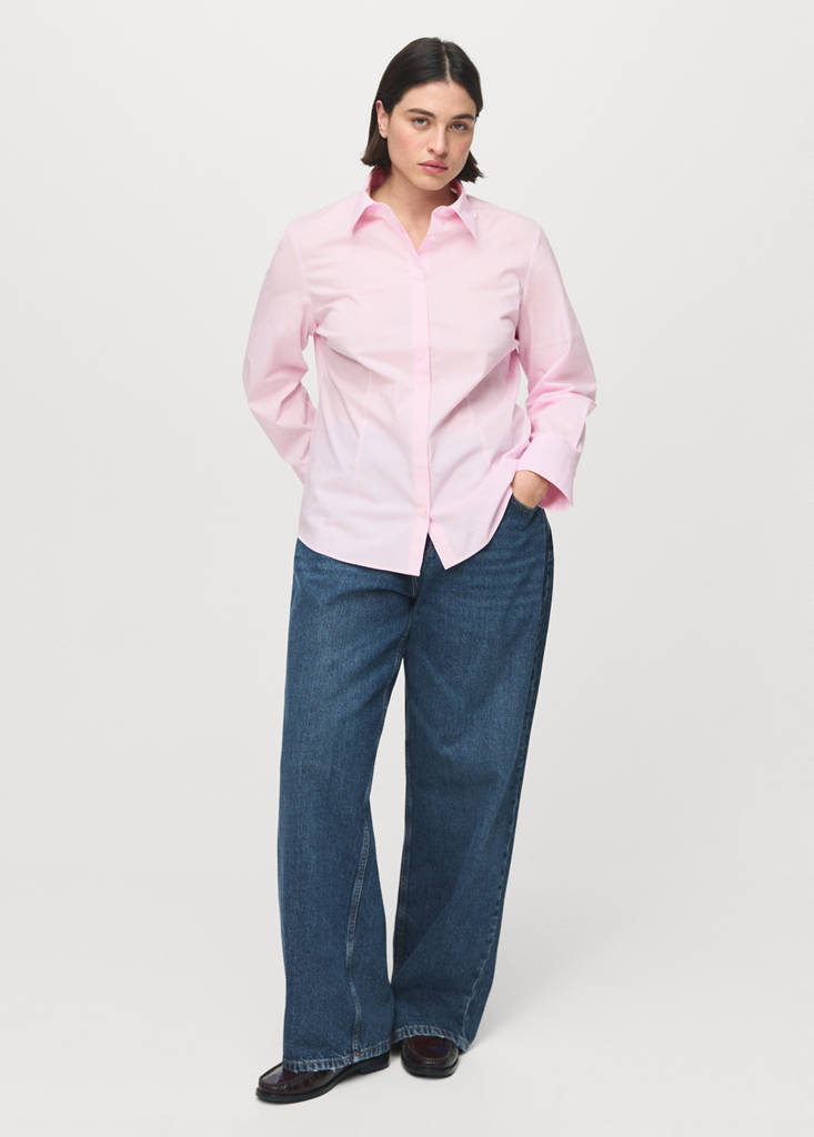 Slim-fit poplin shirt — Pink