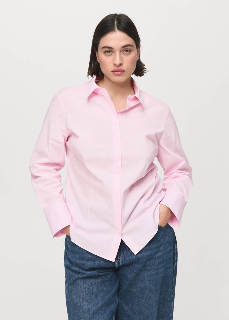 Slim-fit poplin shirt — Pink