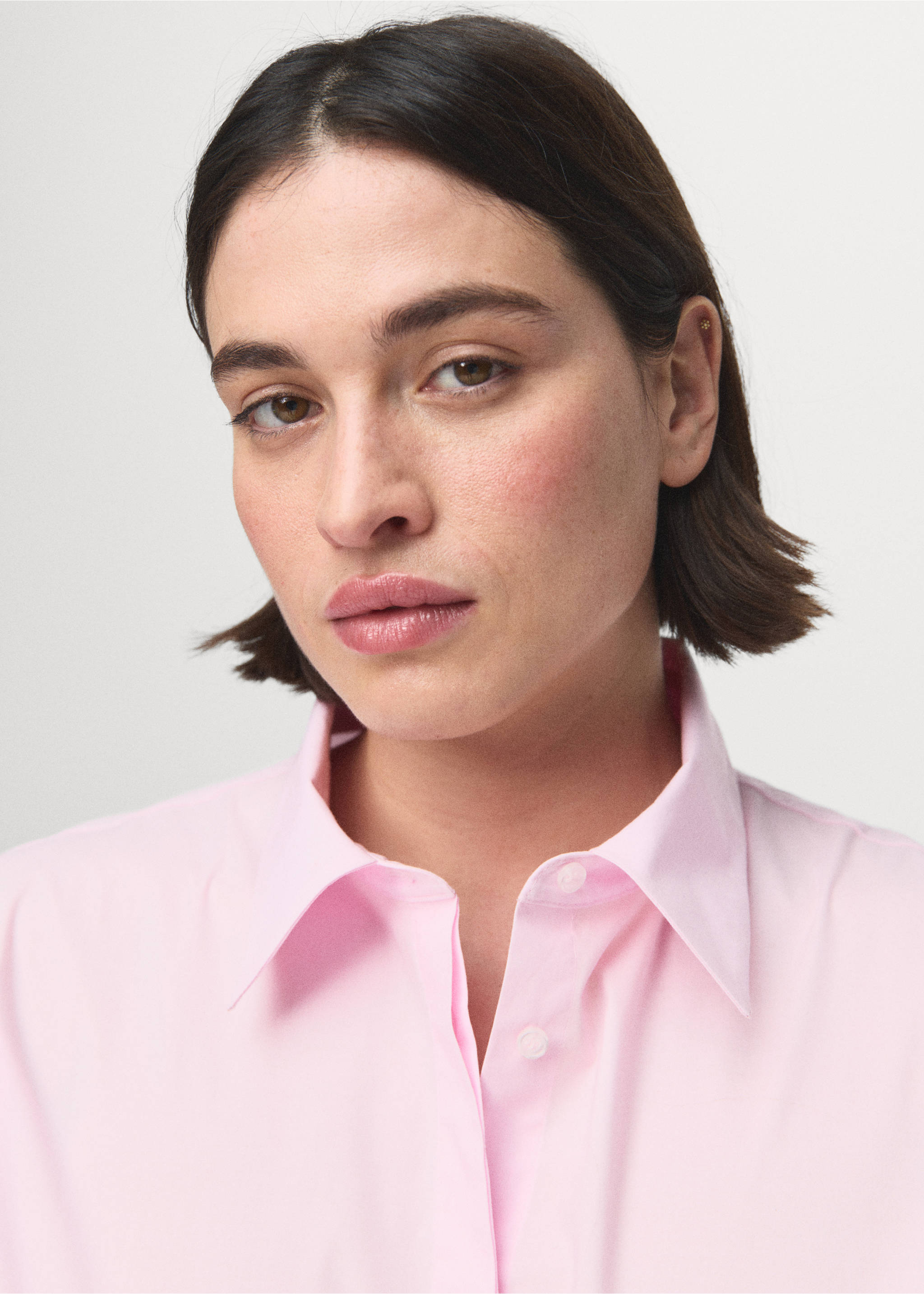 修身府绸衬衫 - null, 粉色. Ref: 27041228-00.