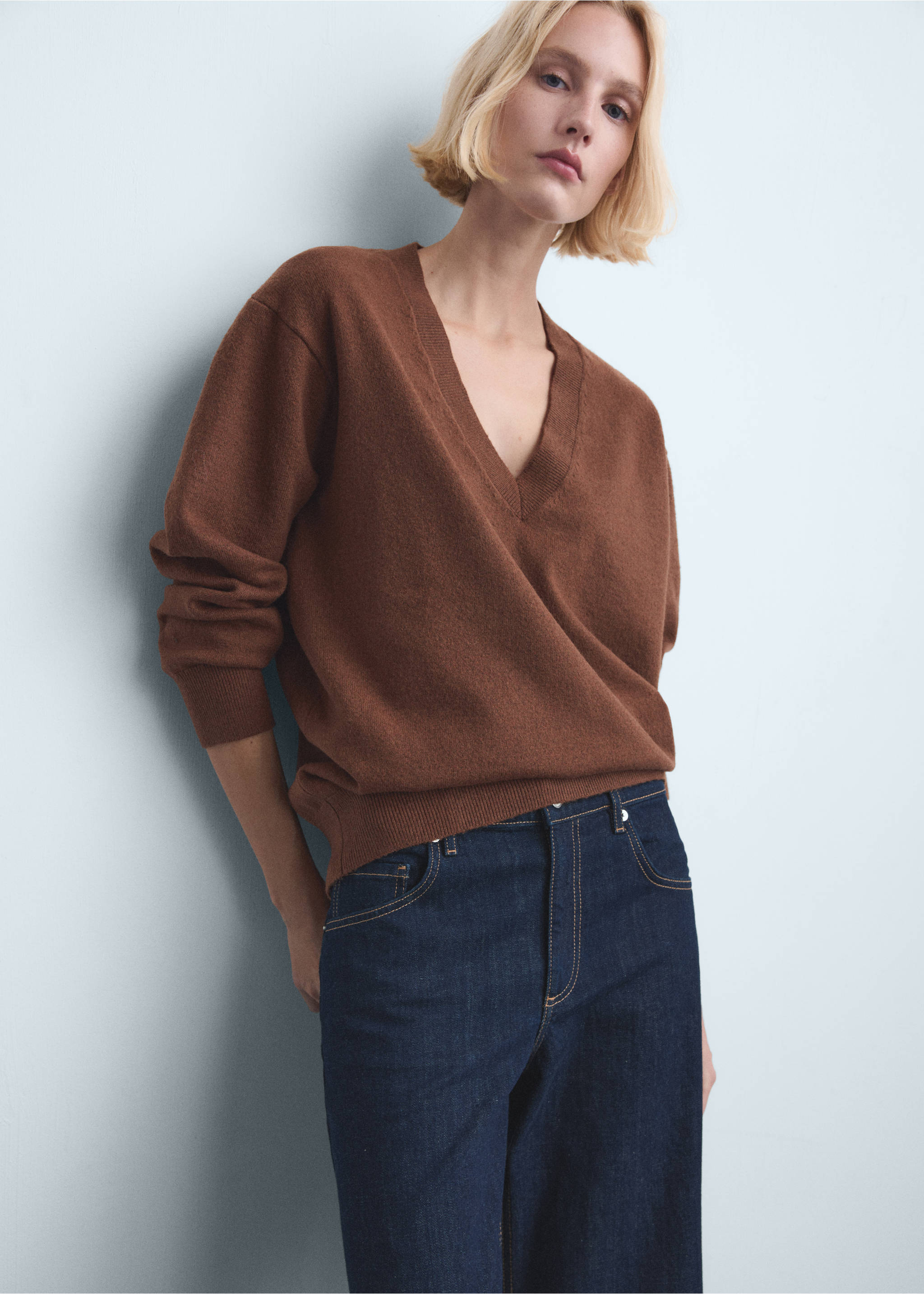 กางเกงยีนส์เอวต่ำทรงขากว้าง - รายละเอียดของสินค้า 1, สีโอเพนบลู. Ref: 27041229-00.