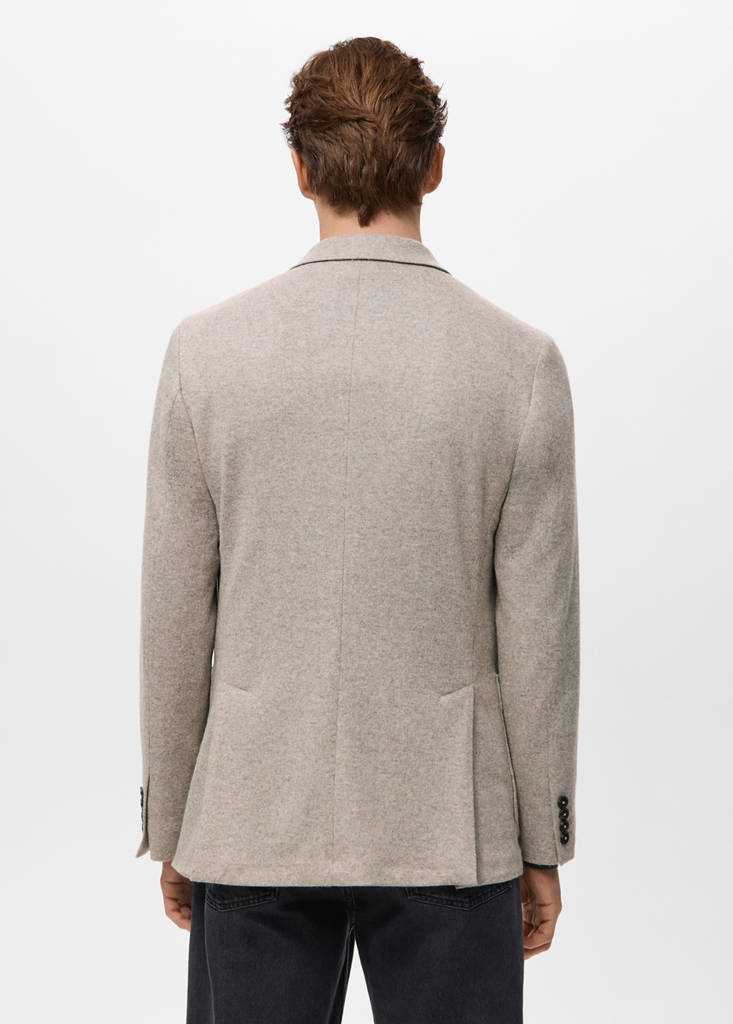 Slim fit flecked wool blazer — Beige