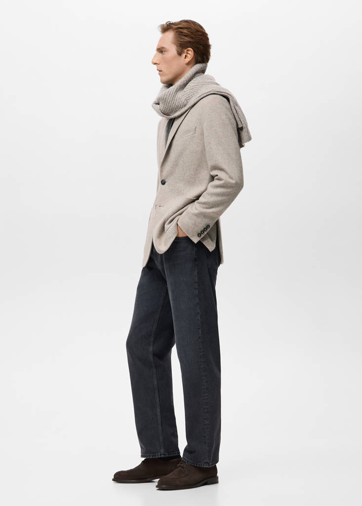 Slim fit flecked wool blazer — Beige
