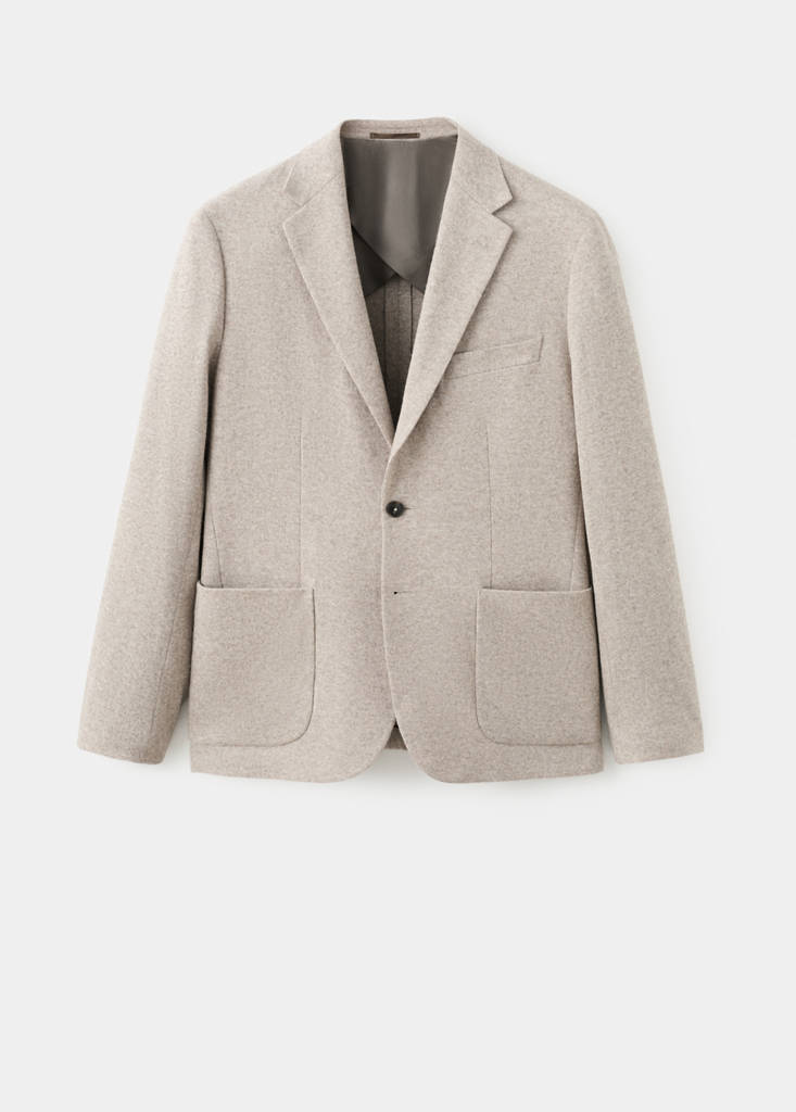 Slim fit flecked wool blazer — Beige