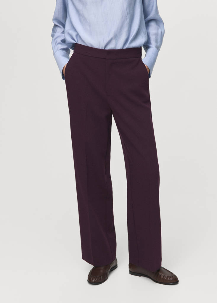 High-waist straight trousers — Plum