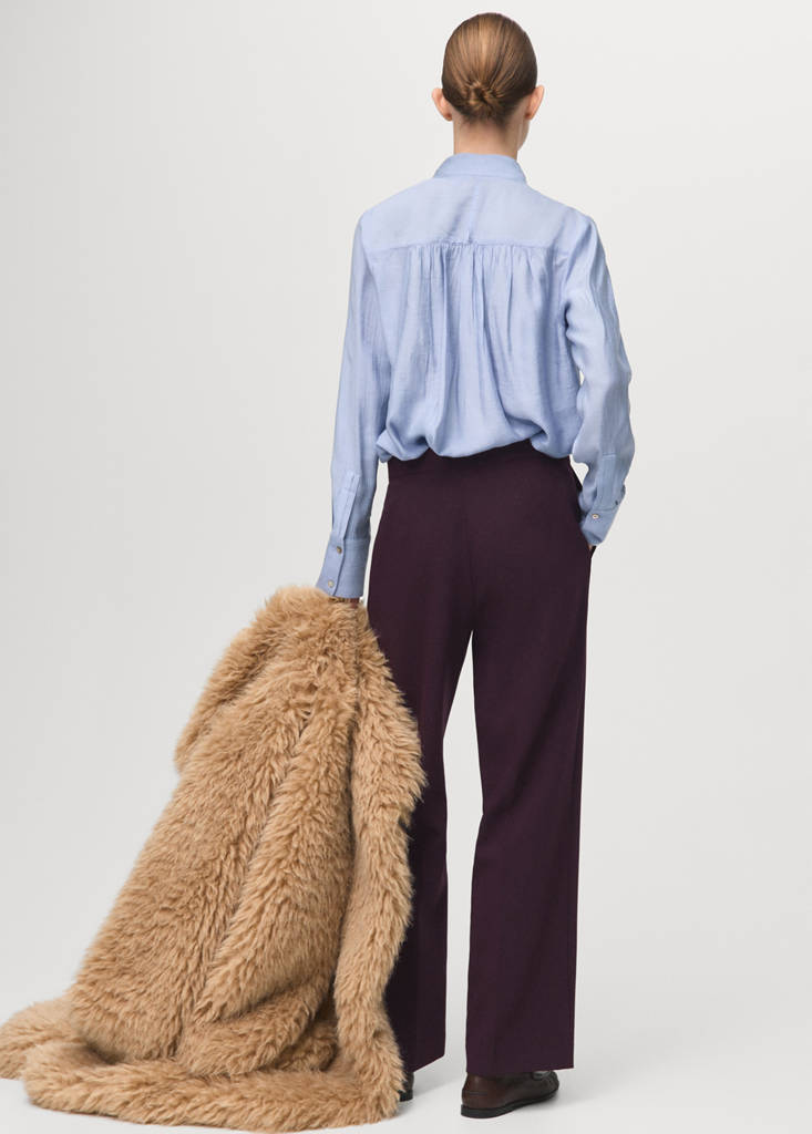 High-waist straight trousers — Plum