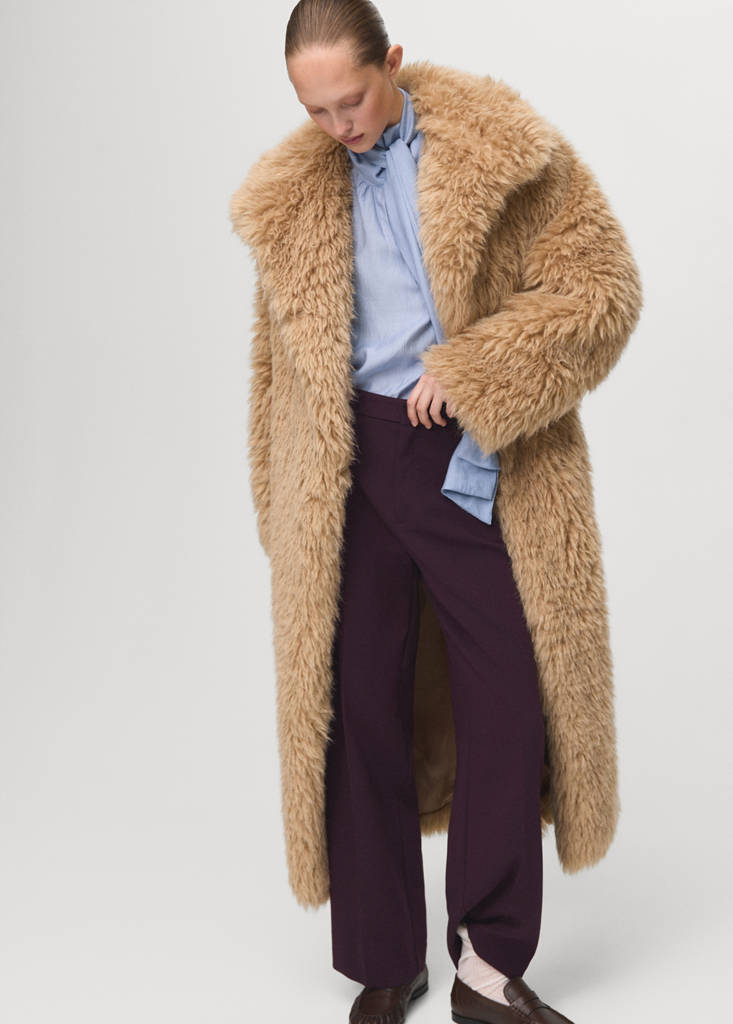 High-waist straight trousers — Plum