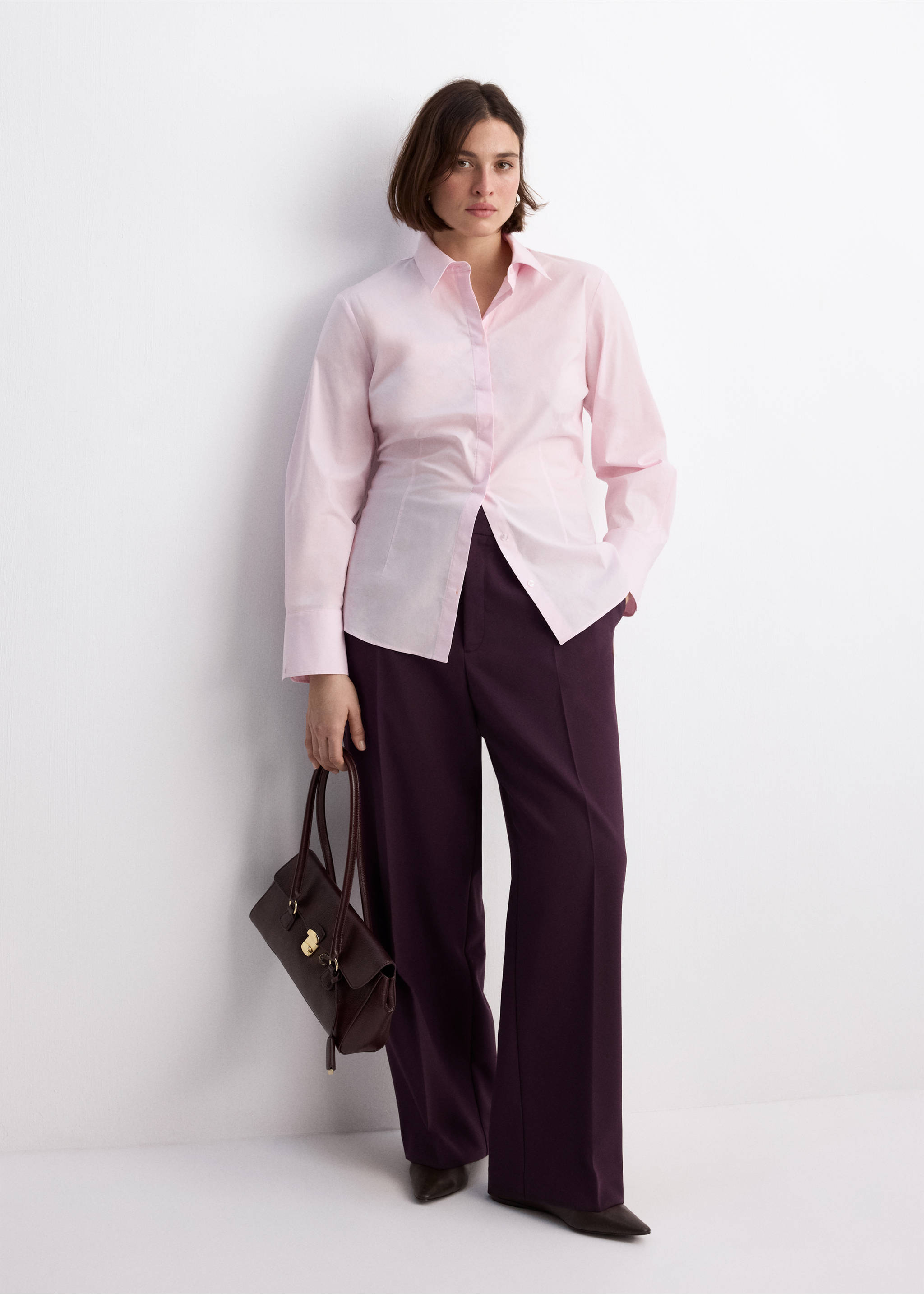 高腰直筒长裤 - null, 梅红色. Ref: 27041238-00.