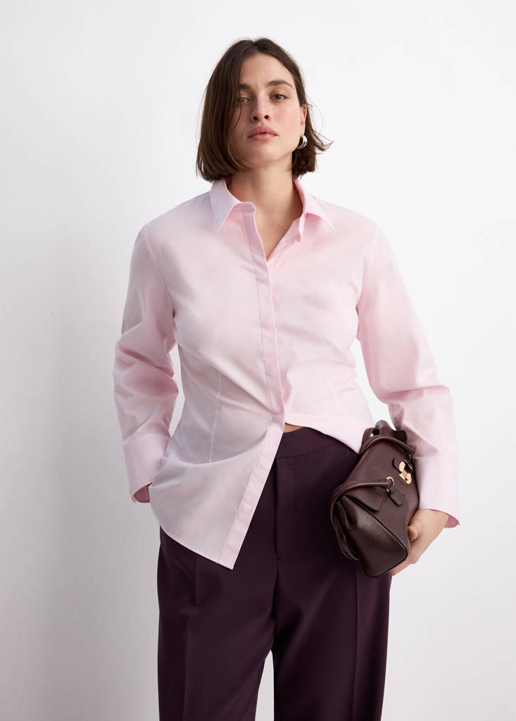 High-waist straight trousers — Plum