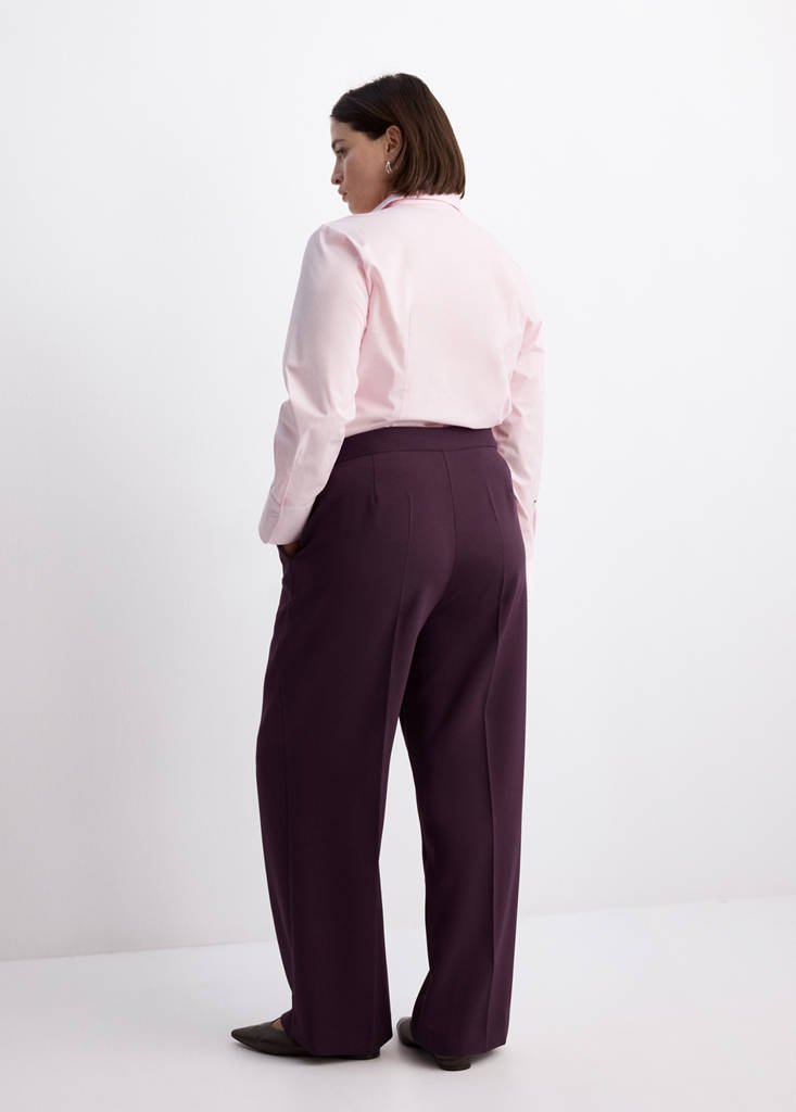 High-waist straight trousers — Plum