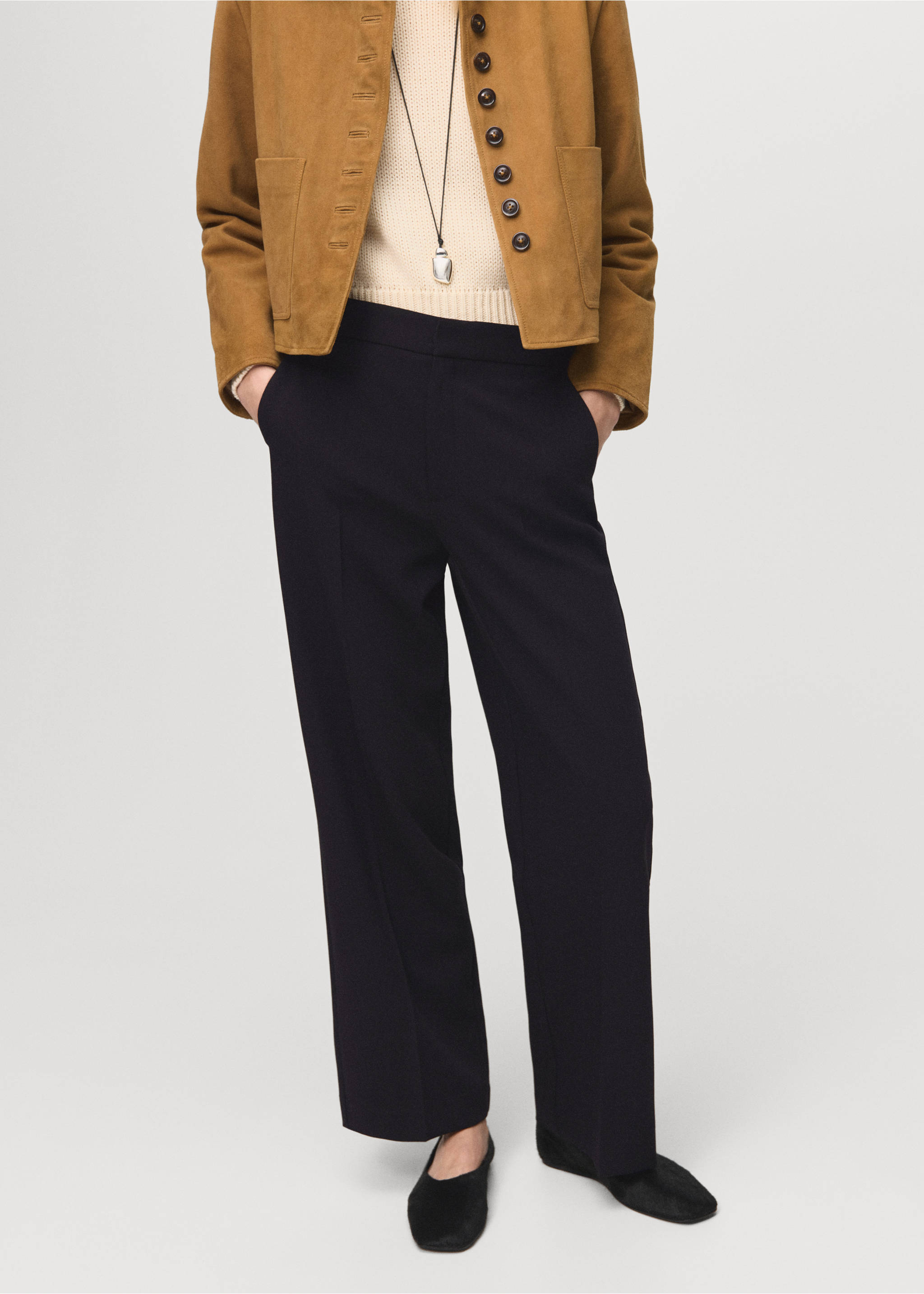 High-waist straight trousers - Medium plane, Black. Ref: 27041238-00.