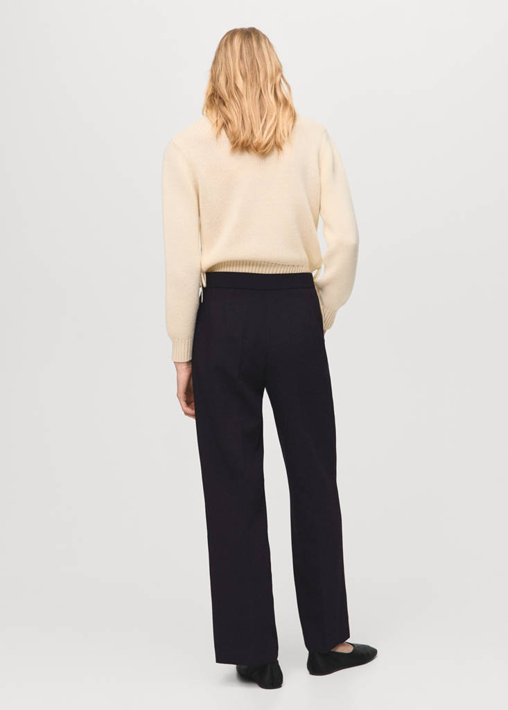 High-waist straight trousers — Black