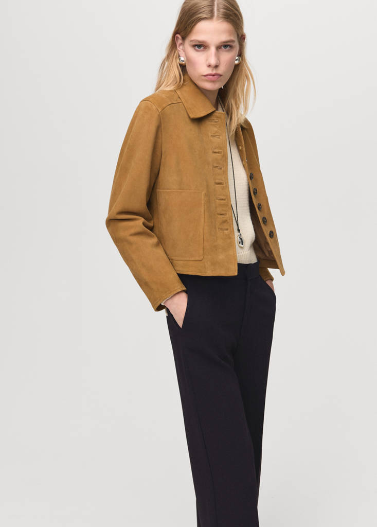 High-waist straight trousers — Black