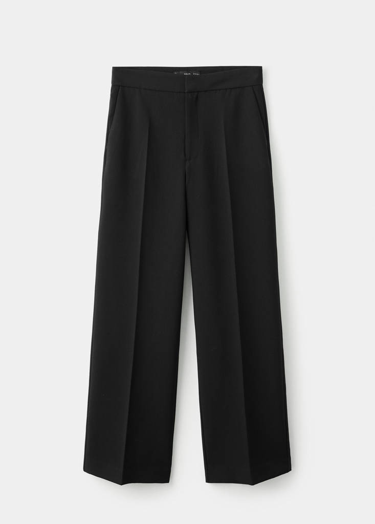 High-waist straight trousers — Black