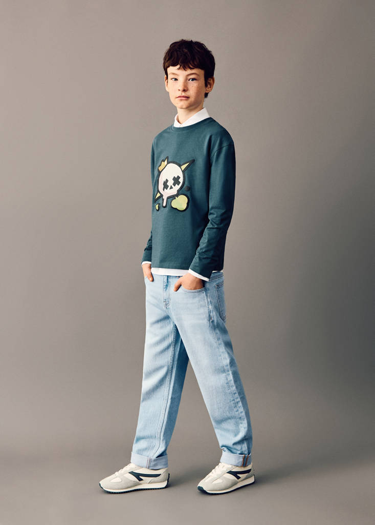 MANGO KIDS - Jean droit à revers bleu clair - 7 - Garçon