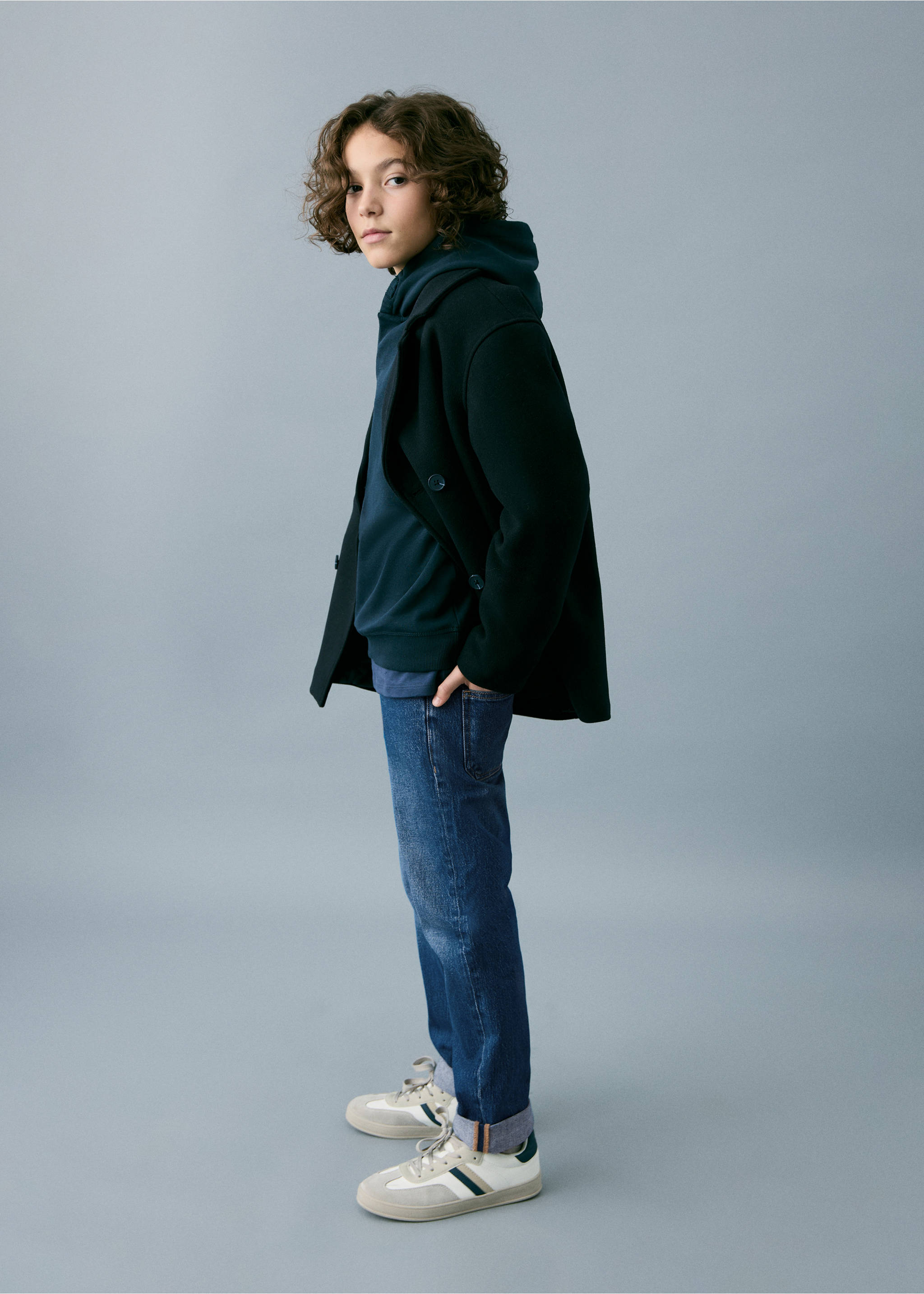 Turned-up straight jeans - General plane, Medium Blue. Ref: 27041239-01.
