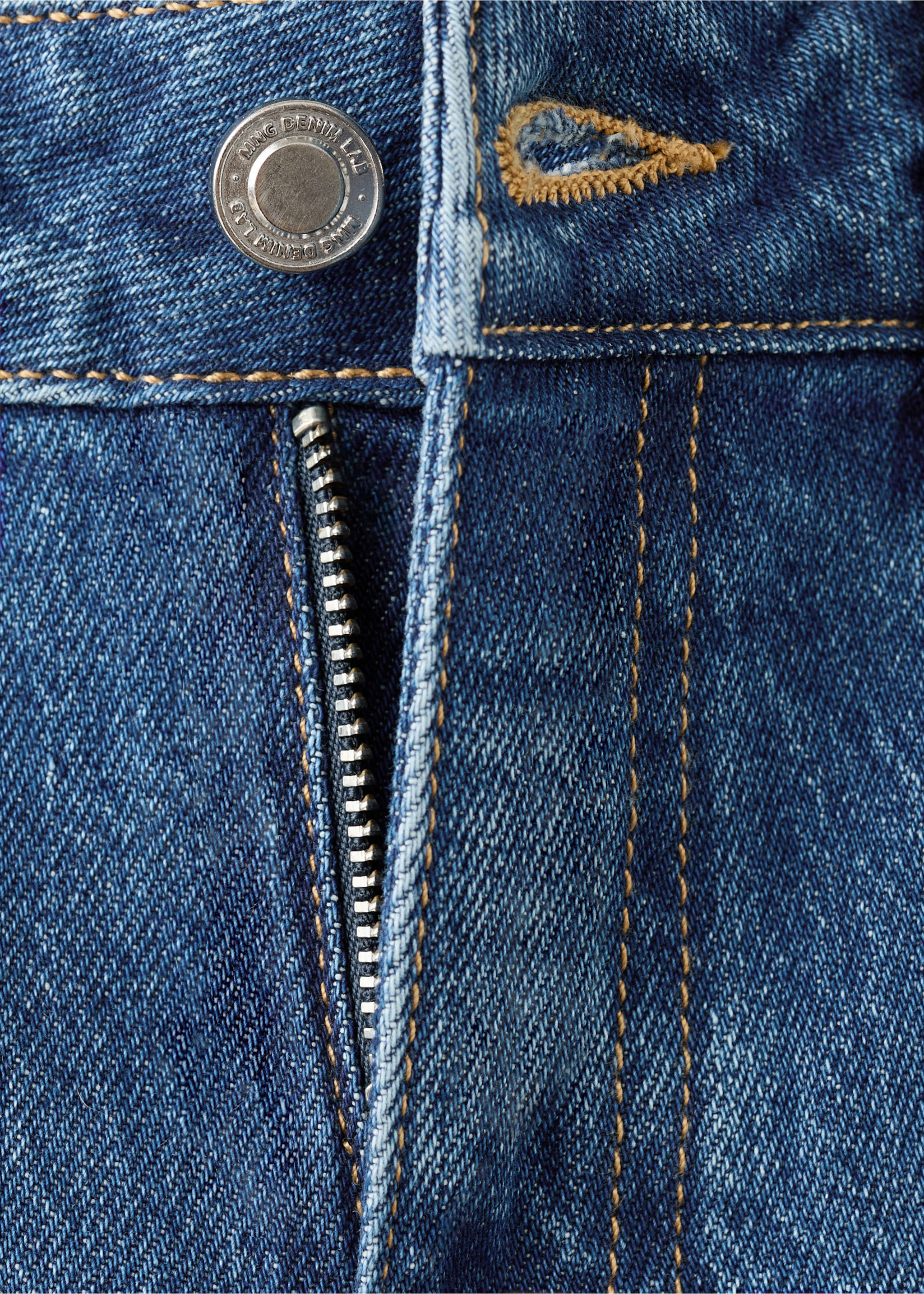 Turned-up straight jeans - Details of the article 8, Medium Blue. Ref: 27041239-01.