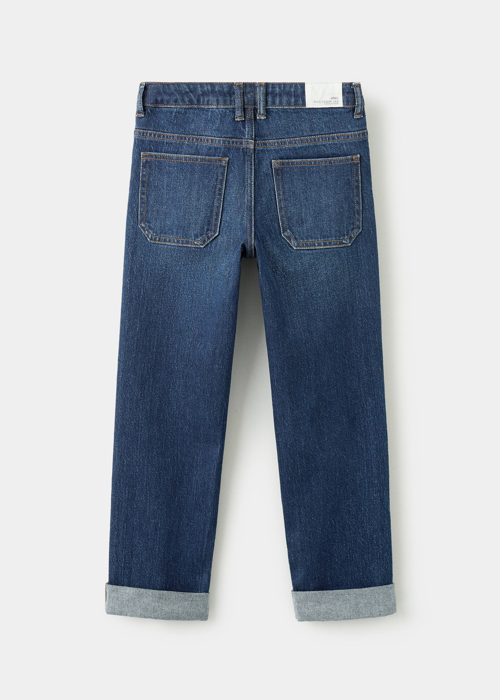 Jeans rectos bajo vuelto - Reverso del artículo