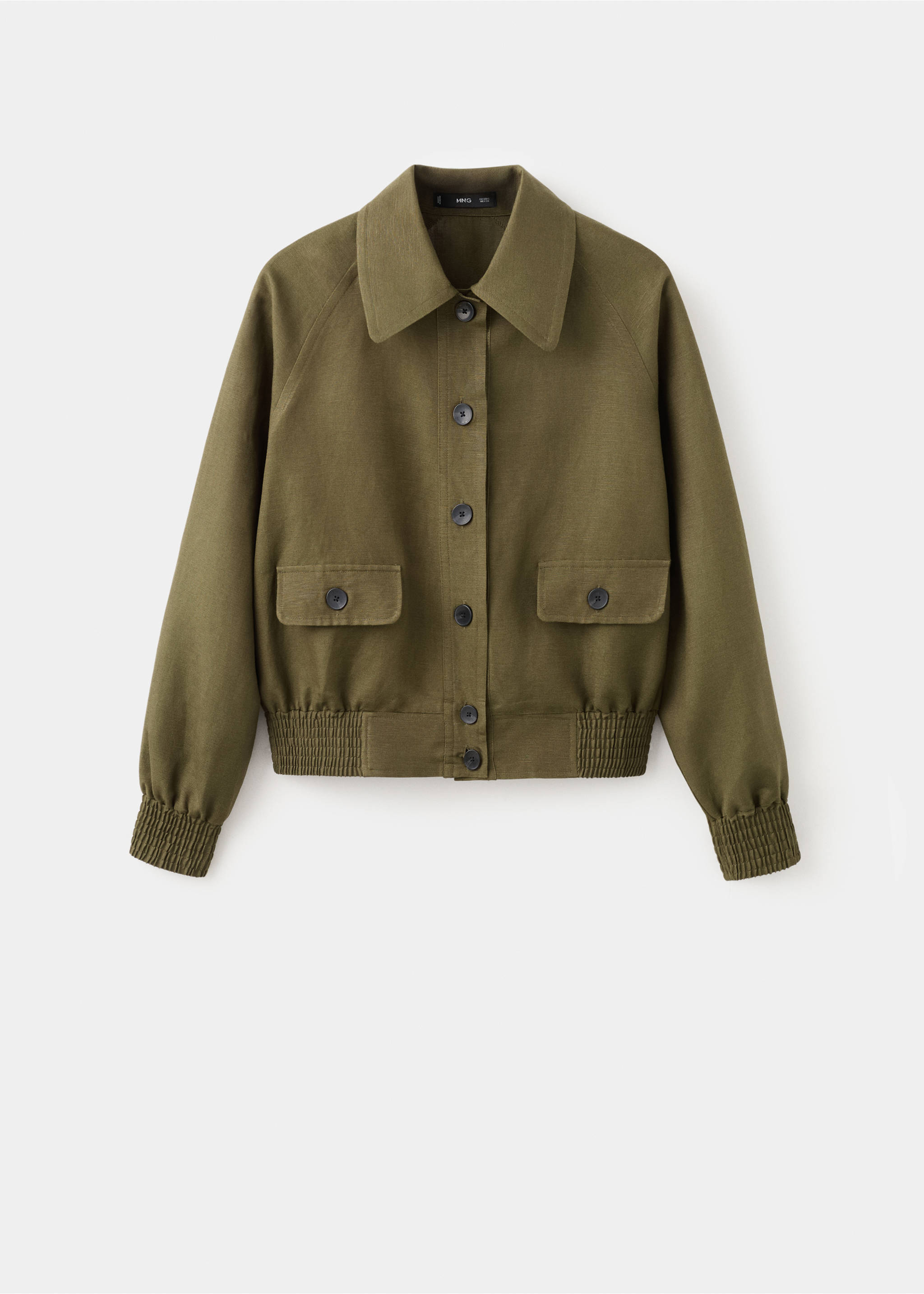 Льняная куртка с пуговицами - Изделие без модели, Хаки. Ref: 27041240-00.