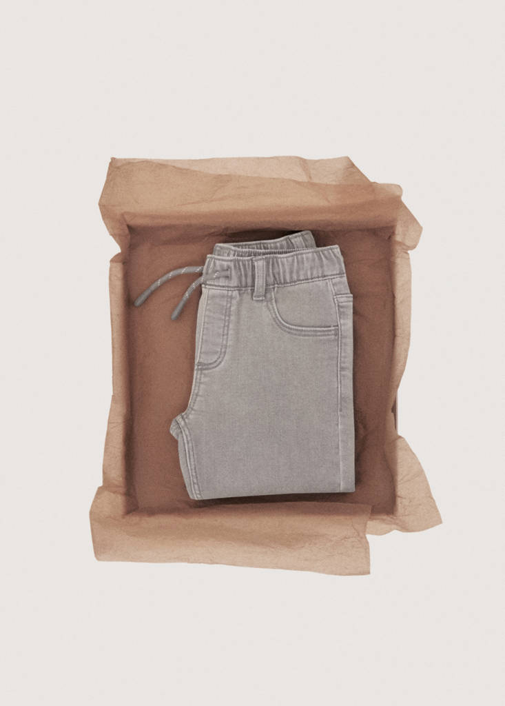 Slim fit jeans with cord drawstring — Denim Grey