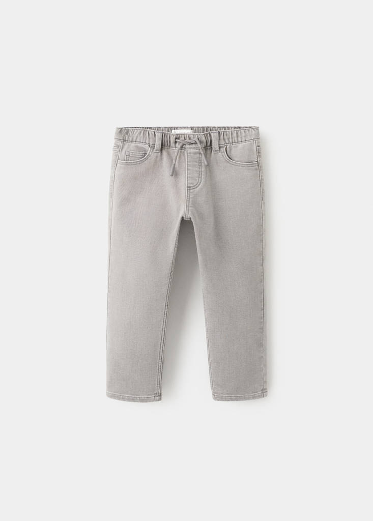 Slim fit jeans with cord drawstring — Denim Grey