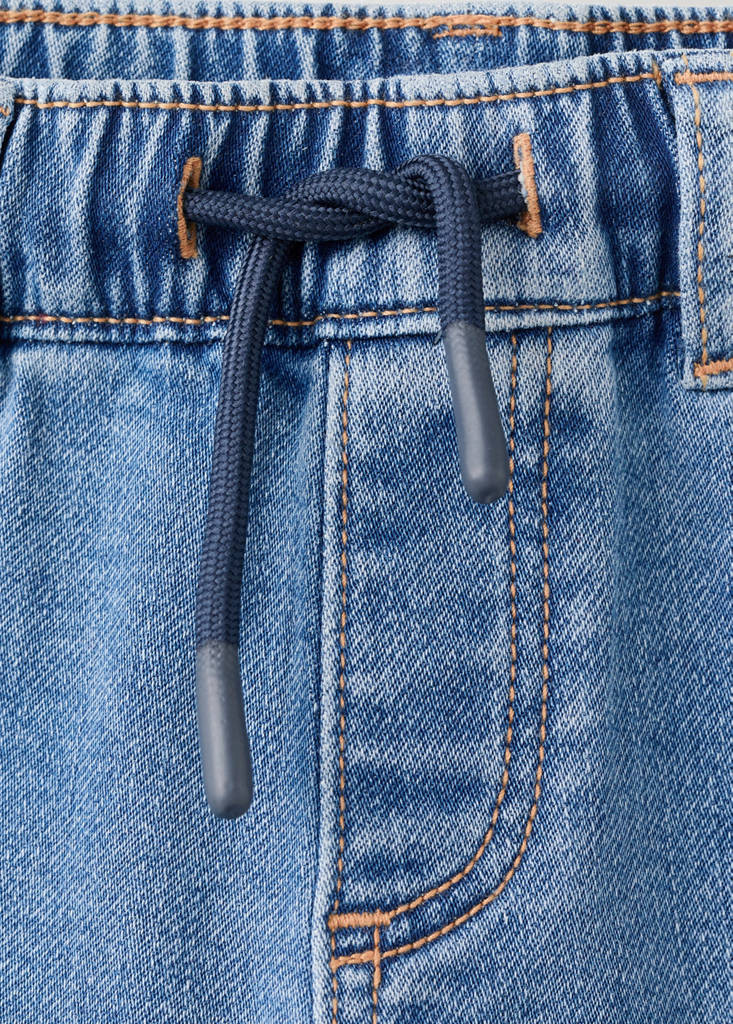 Slim fit jeans with cord drawstring — Medium Blue