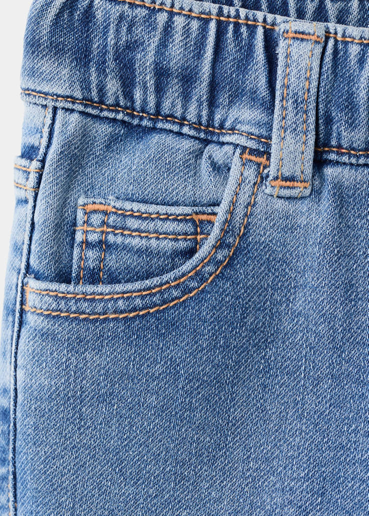 Slim fit jeans with cord drawstring — Medium Blue