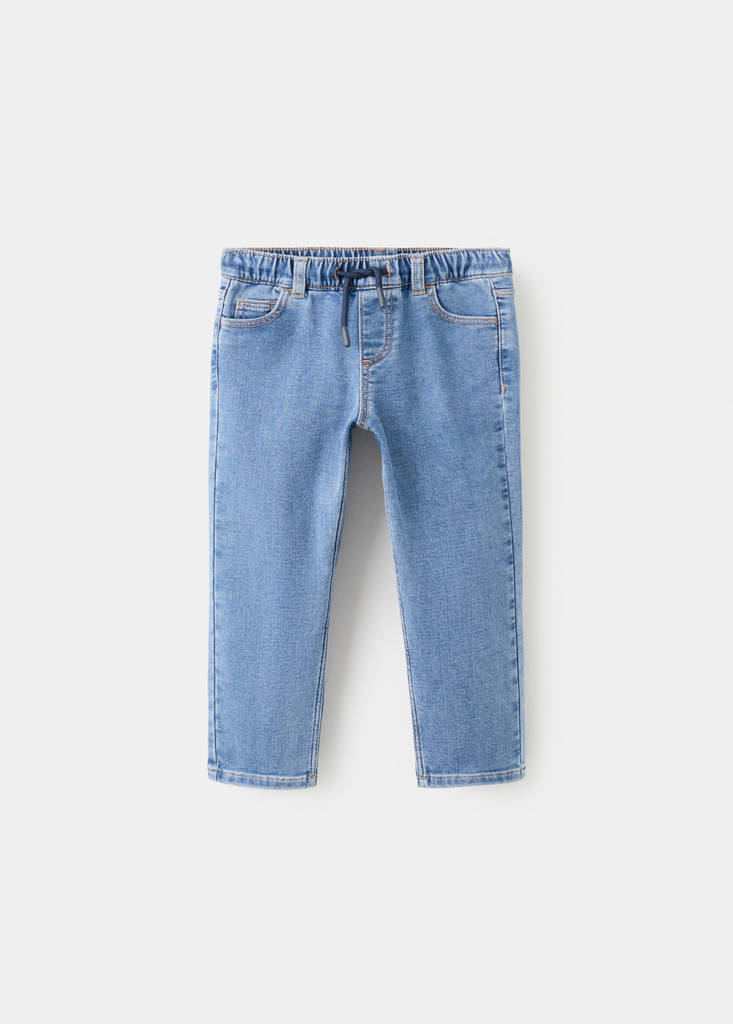 Slim fit jeans with cord drawstring — Medium Blue